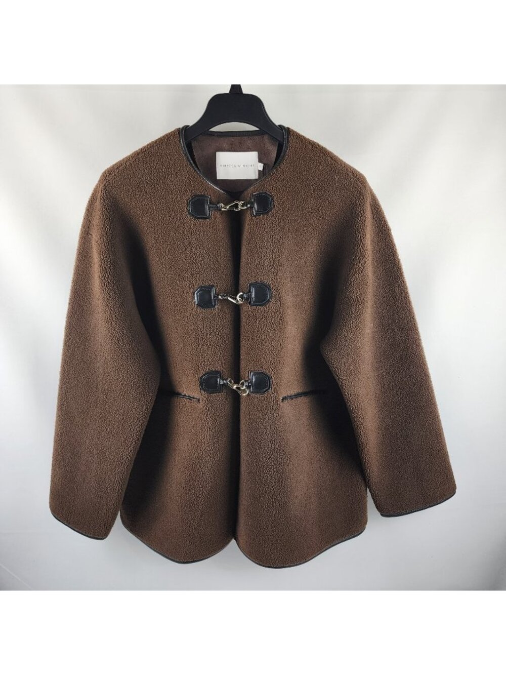 Rebecca Minkoff Coat Womens XL Chocolate Brown Shearling Toggle Jacket NWT